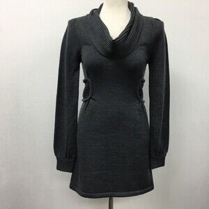 Jump Girl Women's Sweater Dress Small Gray Cowl Neck Long Sleeve